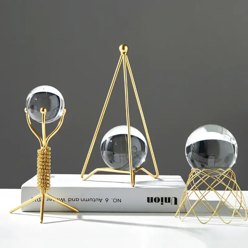 Nordic light luxury gold crystal ball crafts living room decor