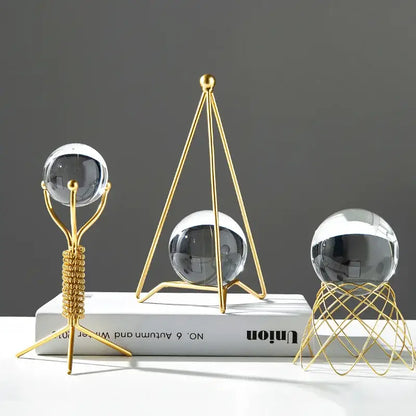 Nordic light luxury gold crystal ball crafts living room decor