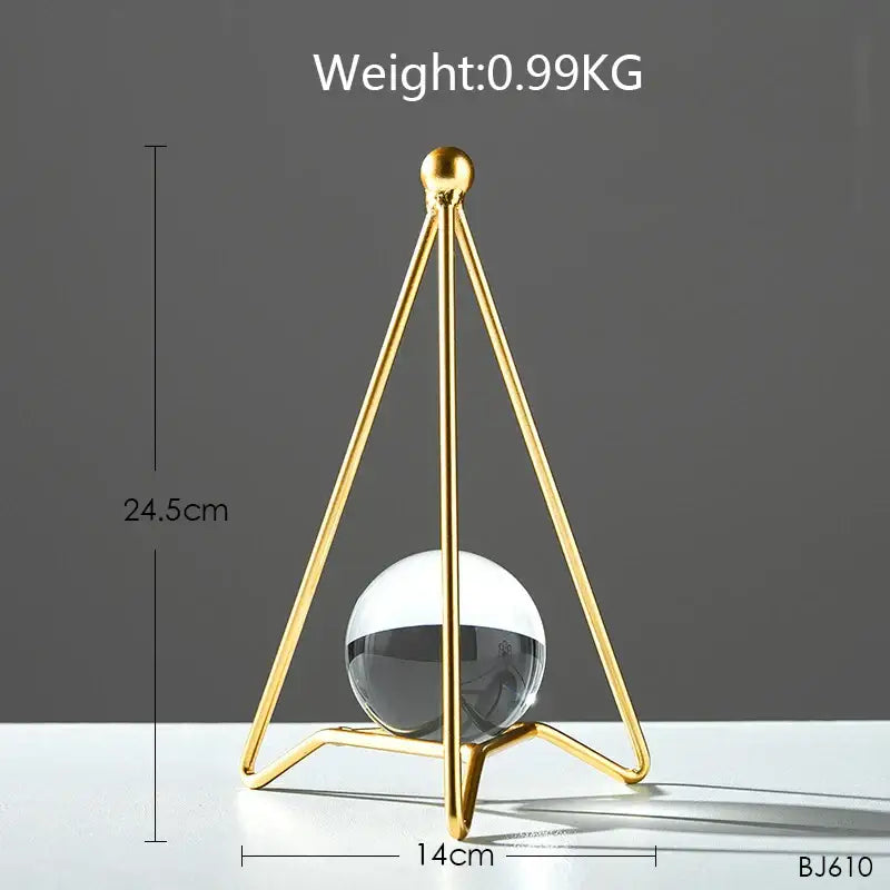 Nordic light luxury gold crystal ball crafts living room decor
