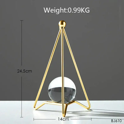 Nordic light luxury gold crystal ball crafts living room decor