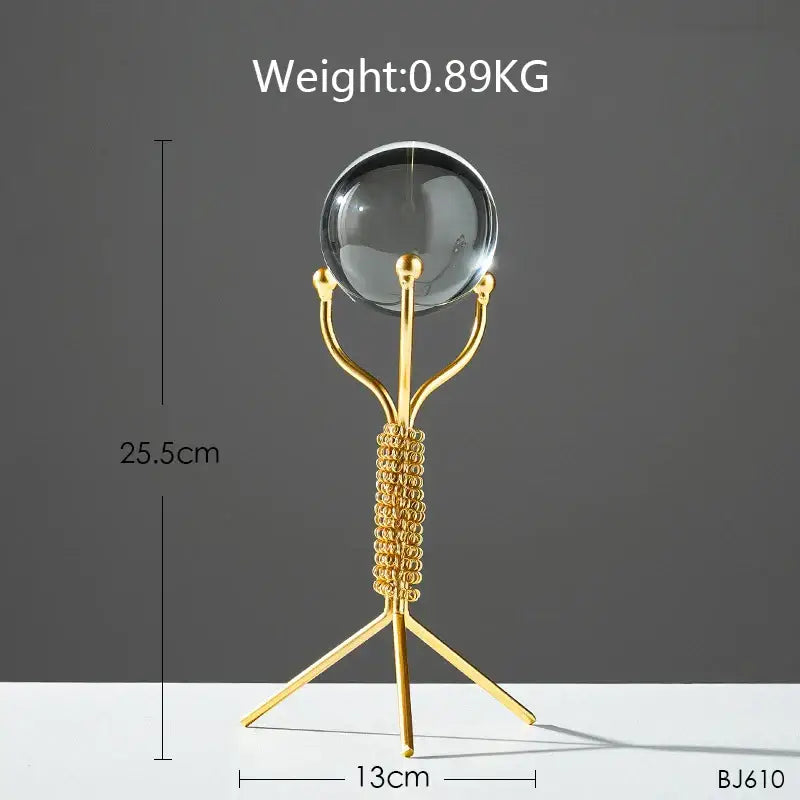 Nordic light luxury gold crystal ball crafts living room decor