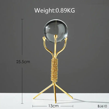 Nordic light luxury gold crystal ball crafts living room decor