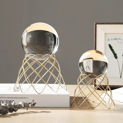 Nordic light luxury gold crystal ball crafts living room decor