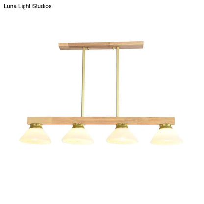 DecorBites™ Nordic Linear Wood Hanging Light with 4 Heads and Opal Glass Shade in Gold/Black Finish