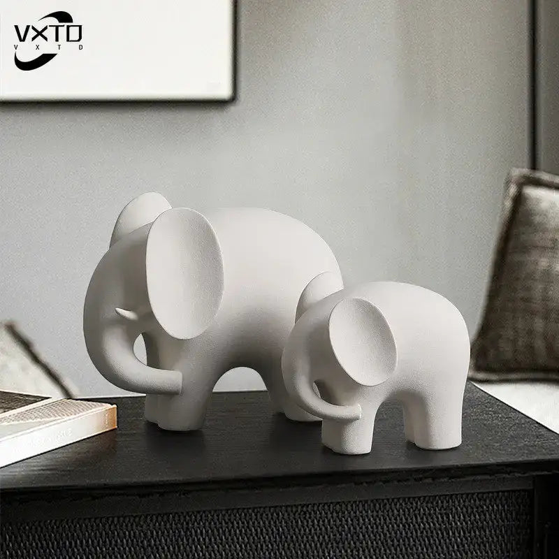 Nordic matte white elephant resin statue living room decor figurine