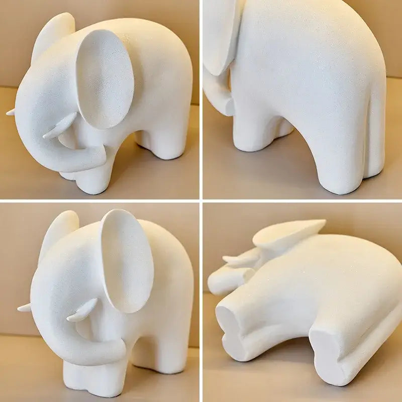 Nordic matte white elephant resin statue living room decor figurine