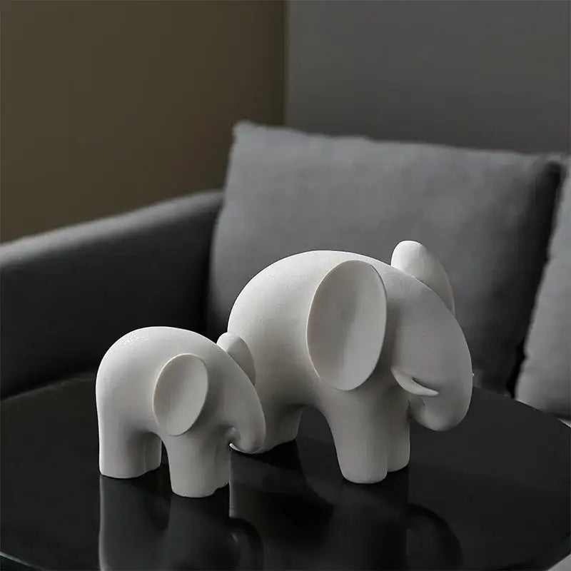 Nordic matte white elephant resin statue living room decor figurine