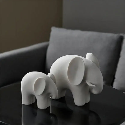 Nordic matte white elephant resin statue living room decor figurine