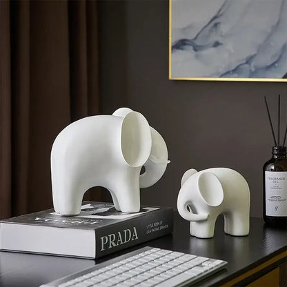 Nordic matte white elephant resin statue living room decor figurine