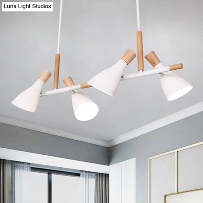 DecorBites™ Nordic Metal and Wood Hanging Lamp with 4-Light Tilt Shade in Green/Grey/White