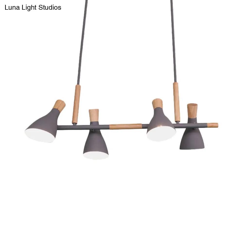 DecorBites™ Nordic Metal and Wood Hanging Lamp with 4-Light Tilt Shade in Green/Grey/White