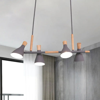 DecorBites™ Nordic Metal and Wood Hanging Lamp with 4-Light Tilt Shade in Green/Grey/White
