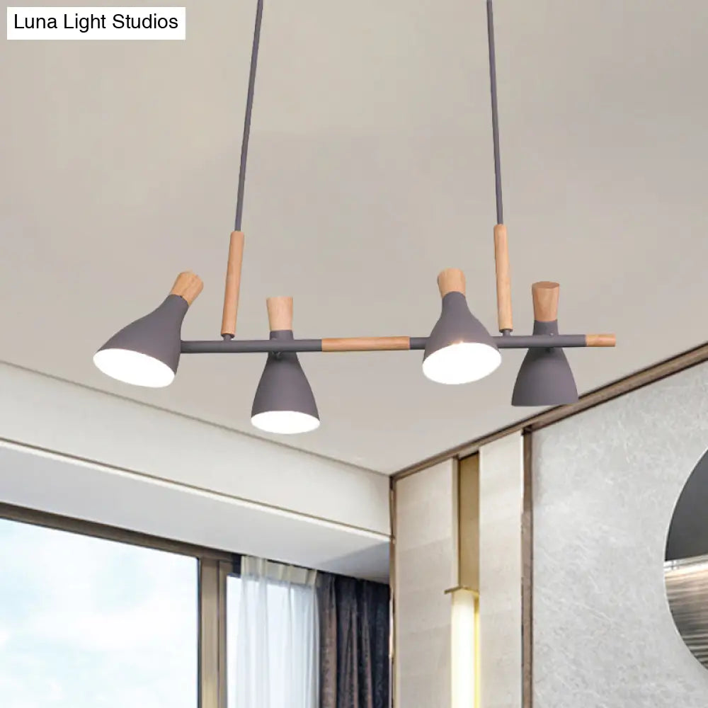 DecorBites™ Nordic Metal and Wood Hanging Lamp with 4-Light Tilt Shade in Green/Grey/White