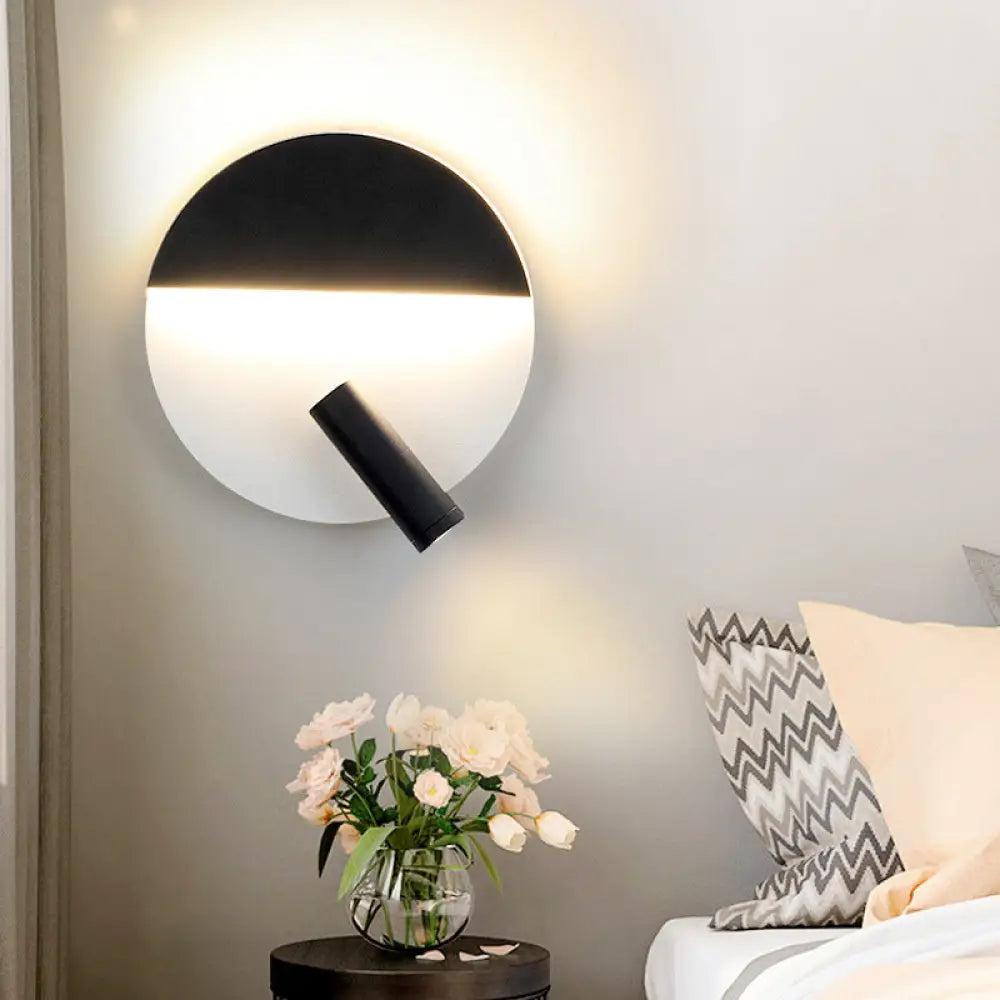 DecorBites™ Nordic Metal Flush Wall Sconce LED Fixture in Black/White with Adjustable Spotlight