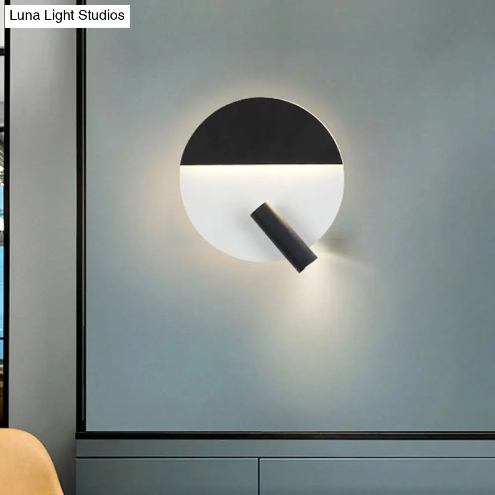 DecorBites™ Nordic Metal Flush Wall Sconce LED Fixture in Black/White with Adjustable Spotlight