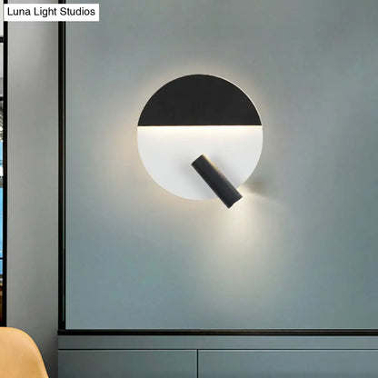 DecorBites™ Nordic Metal Flush Wall Sconce LED Fixture in Black/White with Adjustable Spotlight
