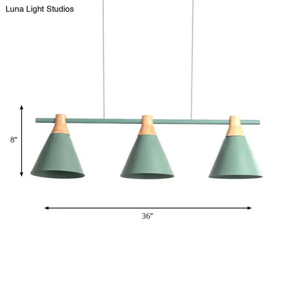 Nordic metal hanging chandelier triple cone kitchen island light