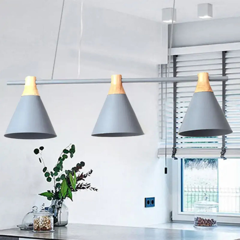 Nordic metal hanging chandelier triple cone kitchen island light