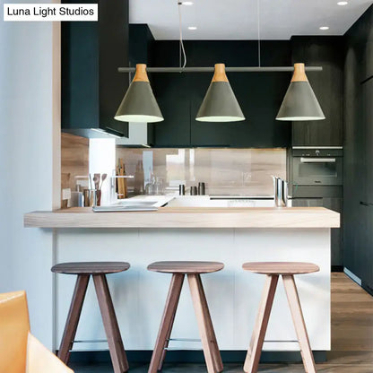 Nordic metal hanging chandelier triple cone kitchen island light
