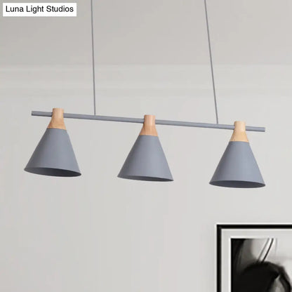 DecorBites™ Nordic Metal Hanging Chandelier - Triple Light Cone Shade in Green/Grey/Yellow - Perfect for Kitchen Island Lighting