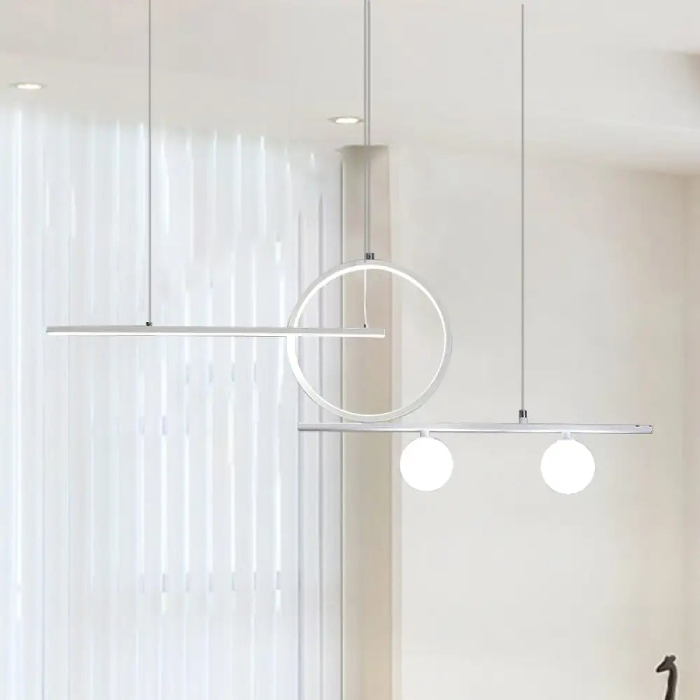 DecorBites™ Nordic Metal LED Island Lighting Pendant with Frosted Glass - Black/White/Gold Finish for Dining Room