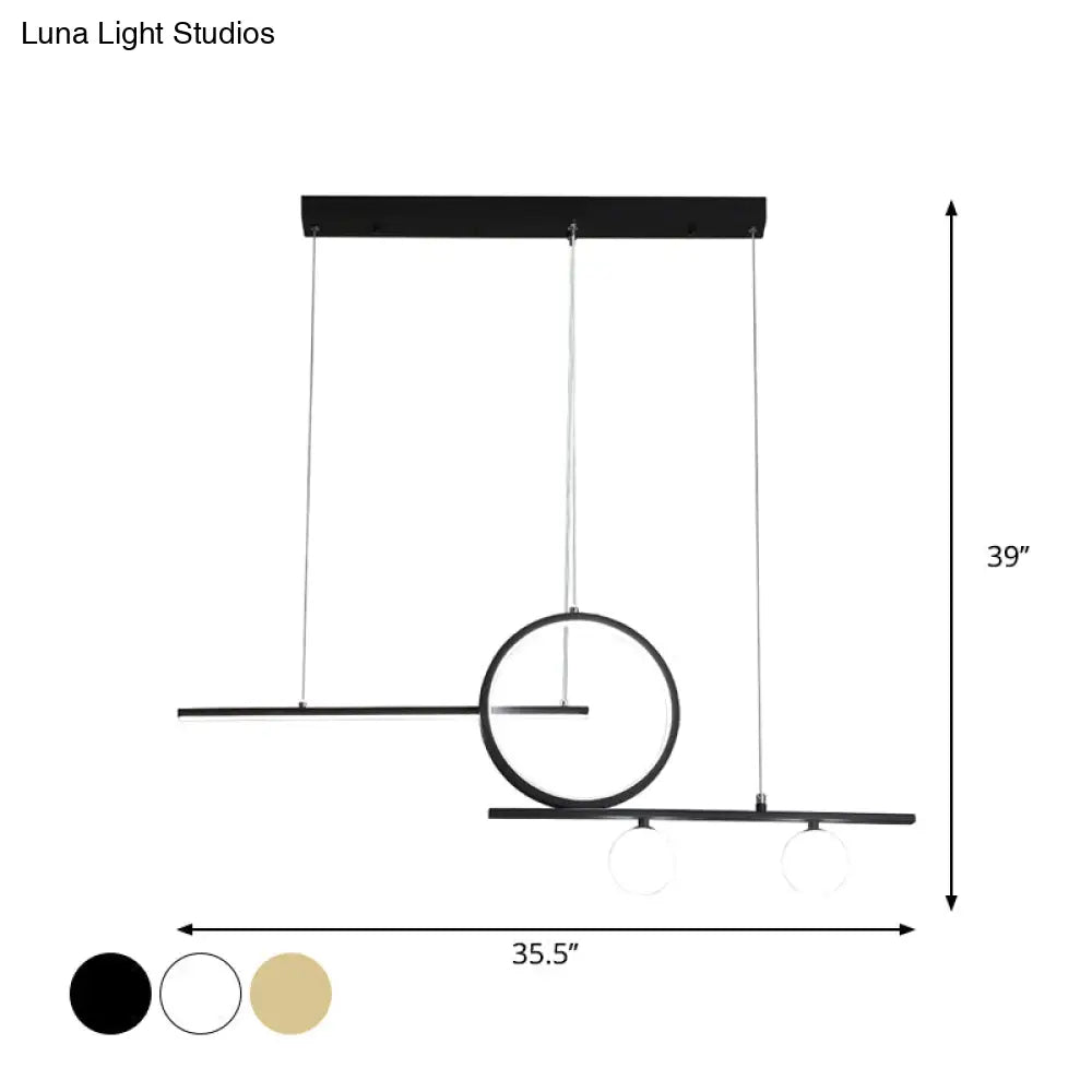 DecorBites™ Nordic Metal LED Island Lighting Pendant with Frosted Glass - Black/White/Gold Finish for Dining Room