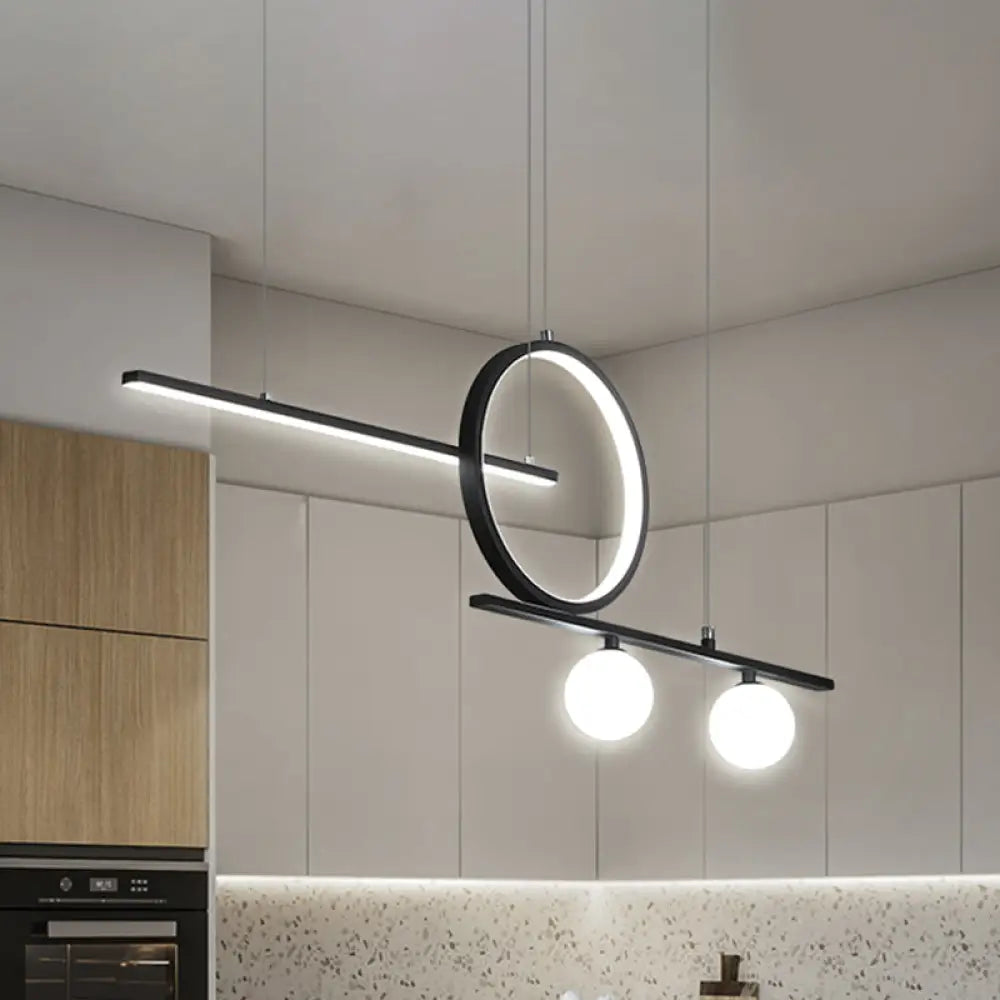 DecorBites™ Nordic Metal LED Island Lighting Pendant with Frosted Glass - Black/White/Gold Finish for Dining Room