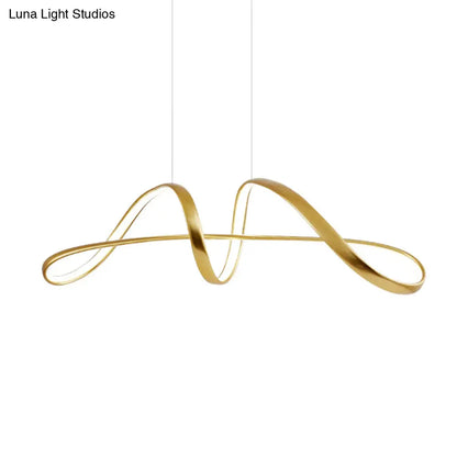 DecorBites™ Nordic Metal LED Suspension Lamp: Gold Plated Twist Design for Restaurant Island Lighting