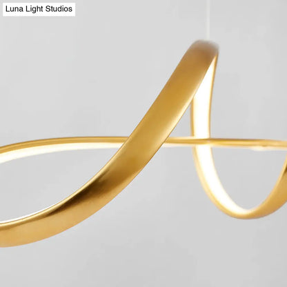 DecorBites™ Nordic Metal LED Suspension Lamp: Gold Plated Twist Design for Restaurant Island Lighting