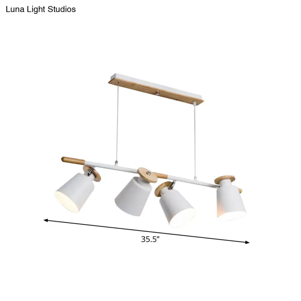 DecorBites™ Nordic Metal Linear Chandelier - 4 Head Island Lighting in Green/Grey/White for Restaurants