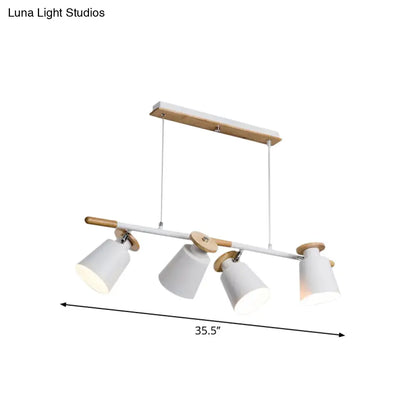 DecorBites™ Nordic Metal Linear Chandelier - 4 Head Island Lighting in Green/Grey/White for Restaurants