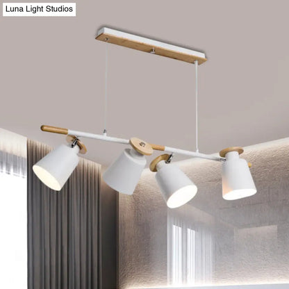 DecorBites™ Nordic Metal Linear Chandelier - 4 Head Island Lighting in Green/Grey/White for Restaurants