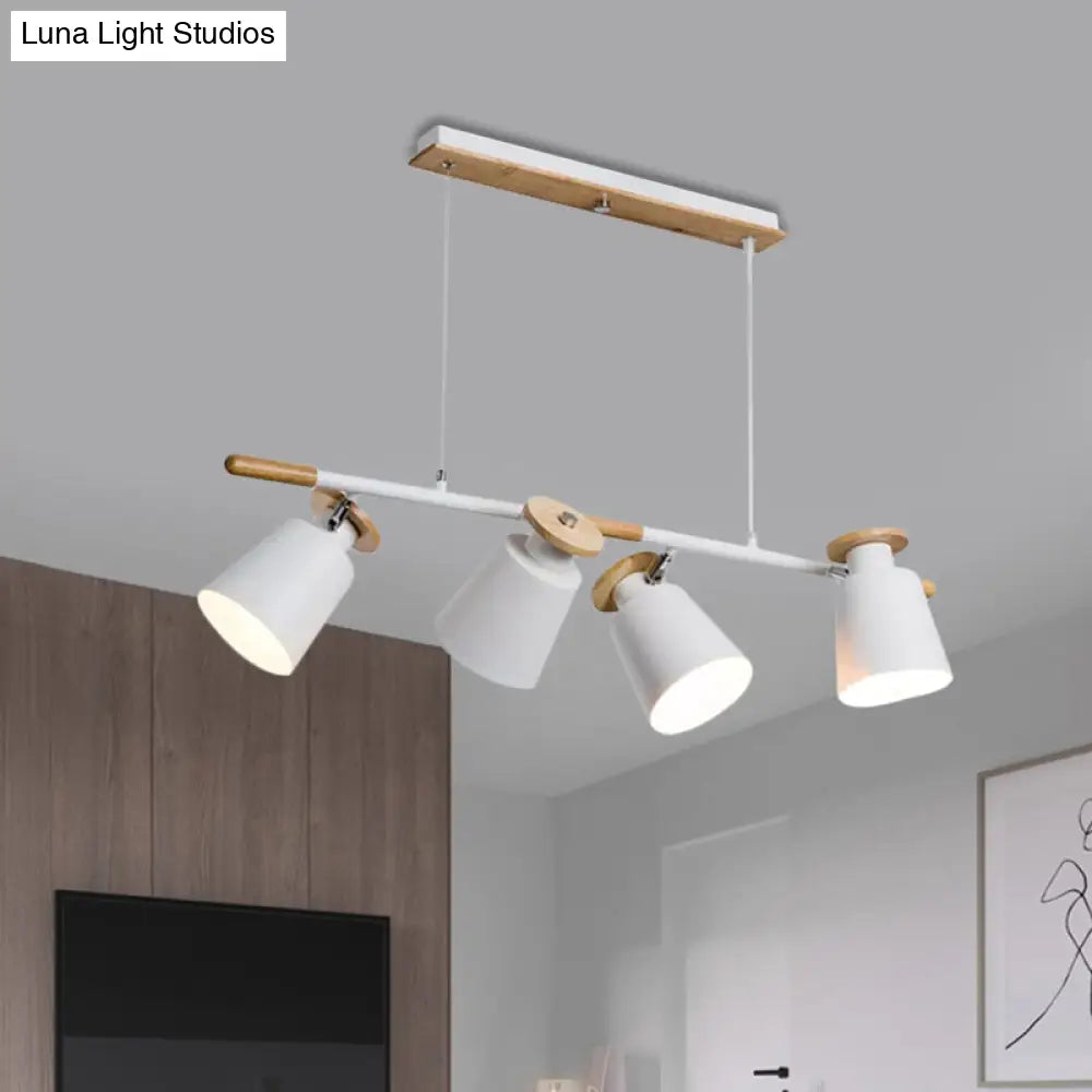 DecorBites™ Nordic Metal Linear Chandelier - 4 Head Island Lighting in Green/Grey/White for Restaurants