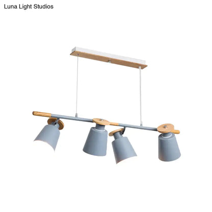 DecorBites™ Nordic Metal Linear Chandelier - 4 Head Island Lighting in Green/Grey/White for Restaurants