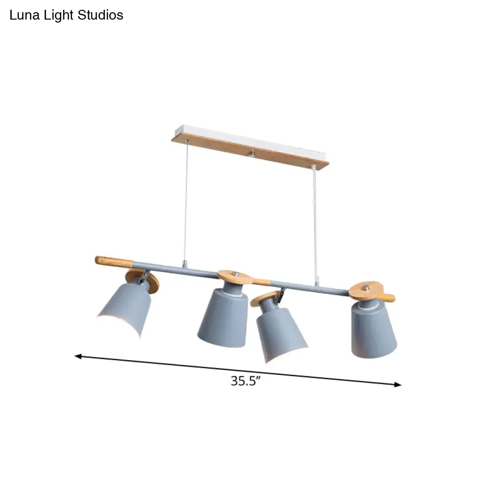 DecorBites™ Nordic Metal Linear Chandelier - 4 Head Island Lighting in Green/Grey/White for Restaurants