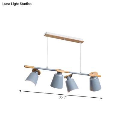 DecorBites™ Nordic Metal Linear Chandelier - 4 Head Island Lighting in Green/Grey/White for Restaurants