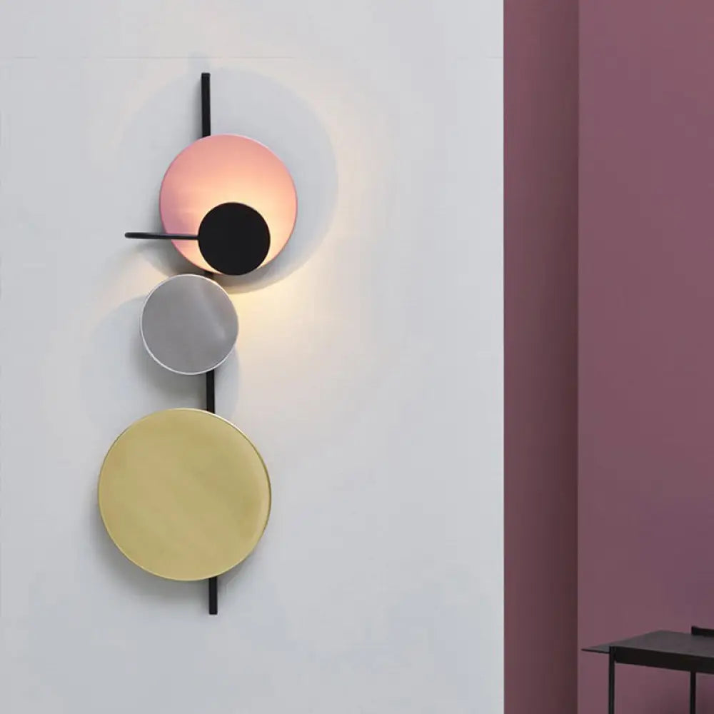 DecorBites™ Nordic Metallic Blue/Red/Pink LED Circular Wall Mount Light for Living Room
