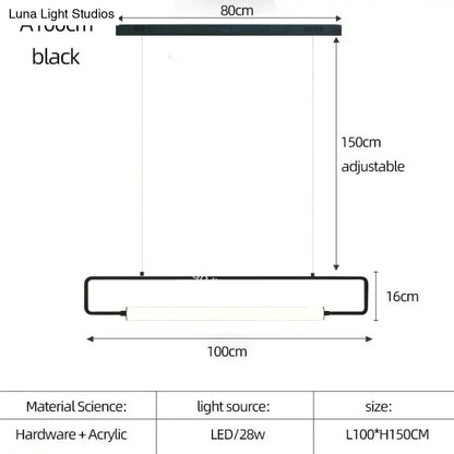 DecorBites™ Nordic Minimalist Bar Hanging Rectangular Frame Pendant Light