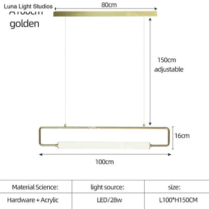DecorBites™ Nordic Minimalist Bar Hanging Rectangular Frame Pendant Light