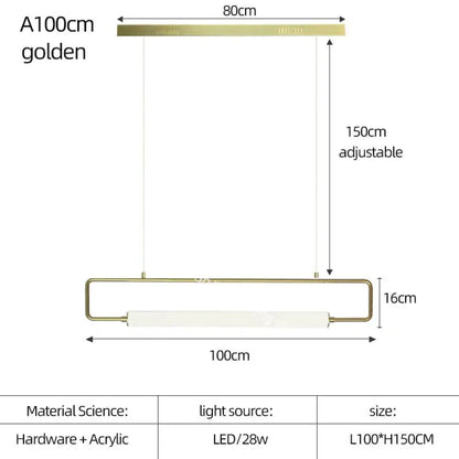 DecorBites™ Nordic Minimalist Bar Hanging Rectangular Frame Pendant Light