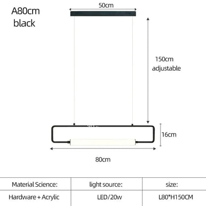 DecorBites™ Nordic Minimalist Bar Hanging Rectangular Frame Pendant Light
