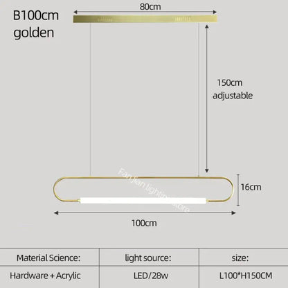 DecorBites™ Nordic Minimalist Bar Hanging Rectangular Frame Pendant Light