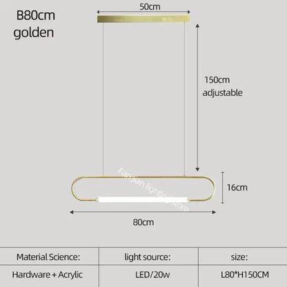 DecorBites™ Nordic Minimalist Bar Hanging Rectangular Frame Pendant Light