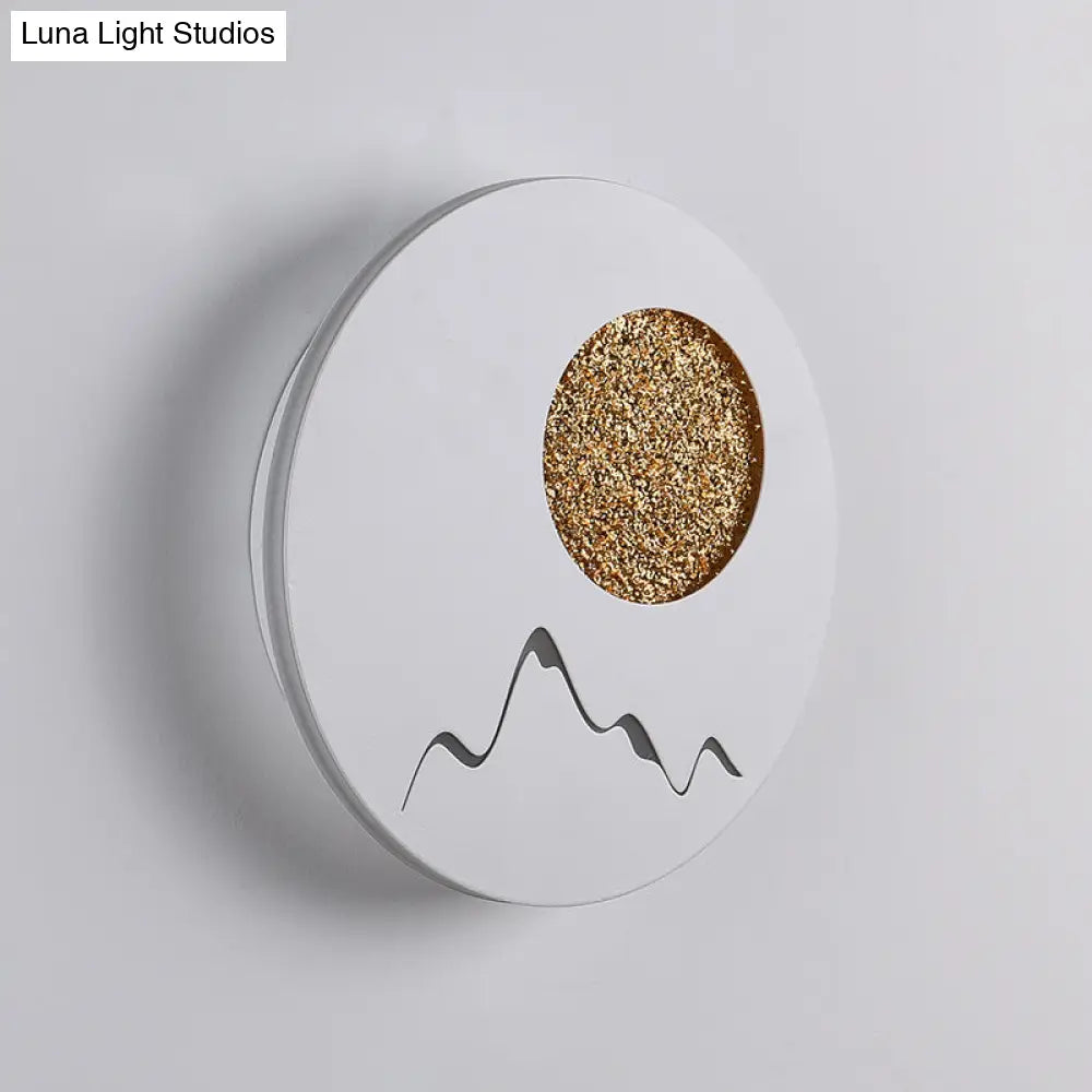 DecorBites™ Nordic Minimalist LED Flush Mount Wall Light Sconce - Mini Round/Square Design in Black/White/Grey with Full Moon-Mountain Pattern