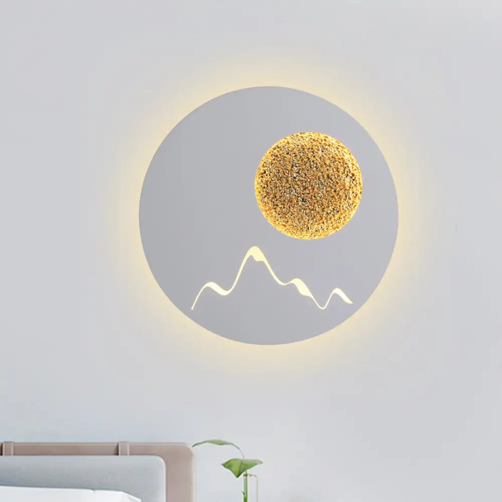 DecorBites™ Nordic Minimalist LED Flush Mount Wall Light Sconce - Mini Round/Square Design in Black/White/Grey with Full Moon-Mountain Pattern