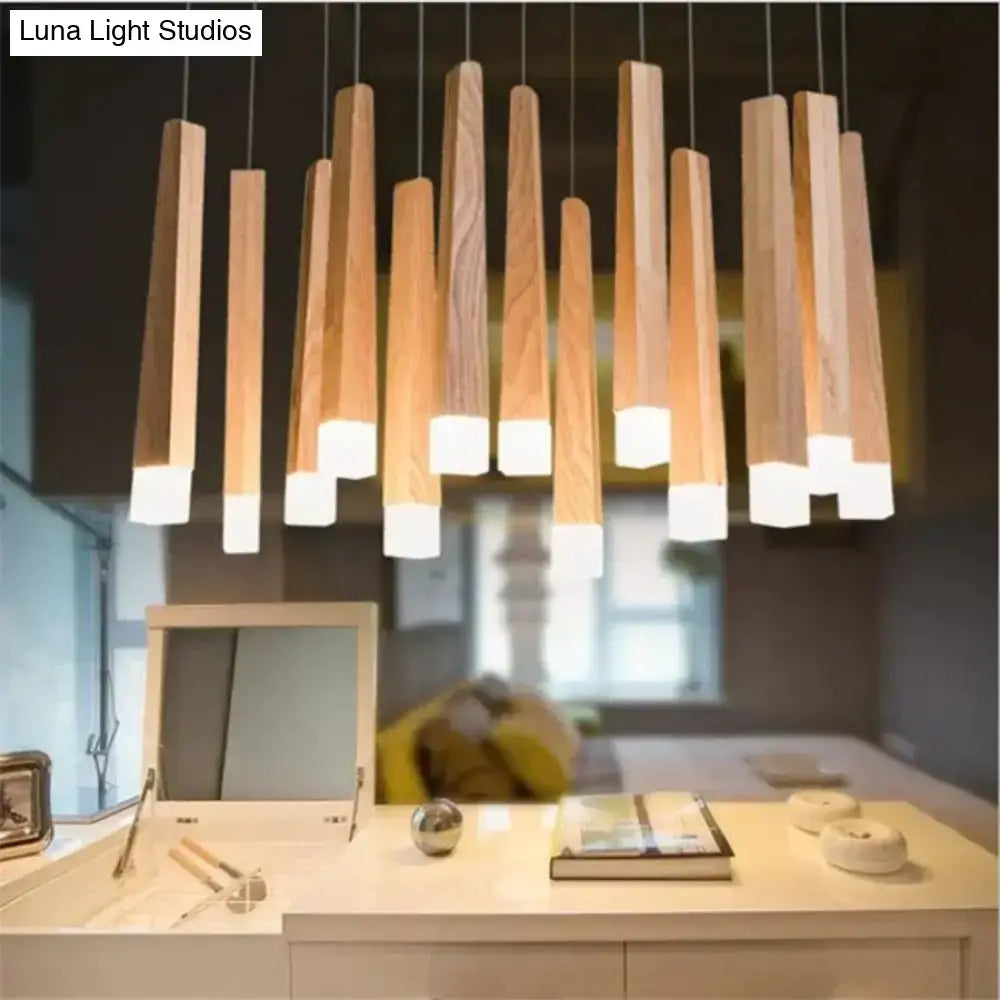 Nordic minimalist wood art pendant lamp for dining room