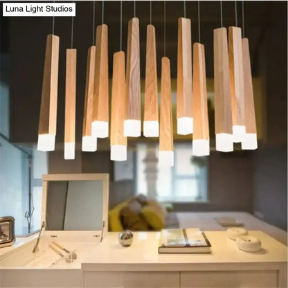 Nordic minimalist wood art pendant lamp for dining room