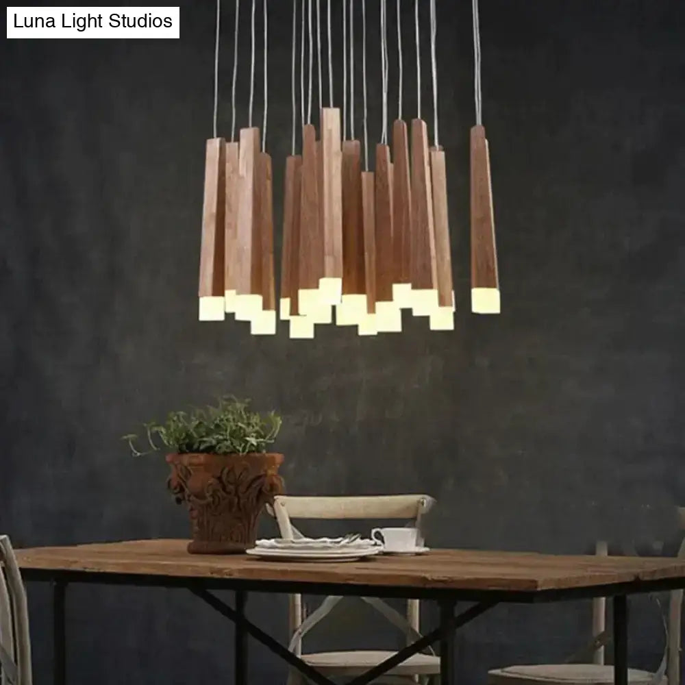 Nordic minimalist wood art pendant lamp for dining room