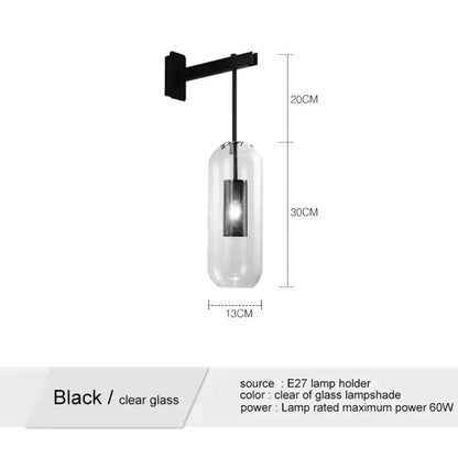 Nordic modern decor brass and glass wall lamp for bedroom