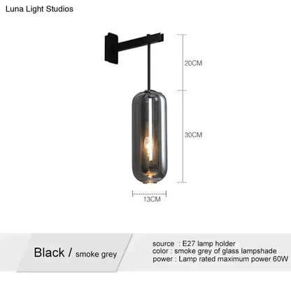 Nordic modern decor brass and glass wall lamp for bedroom